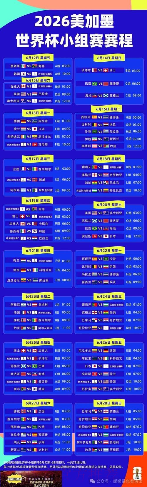 2026世界杯小组赛赛程官方发布最新时间表怎么查